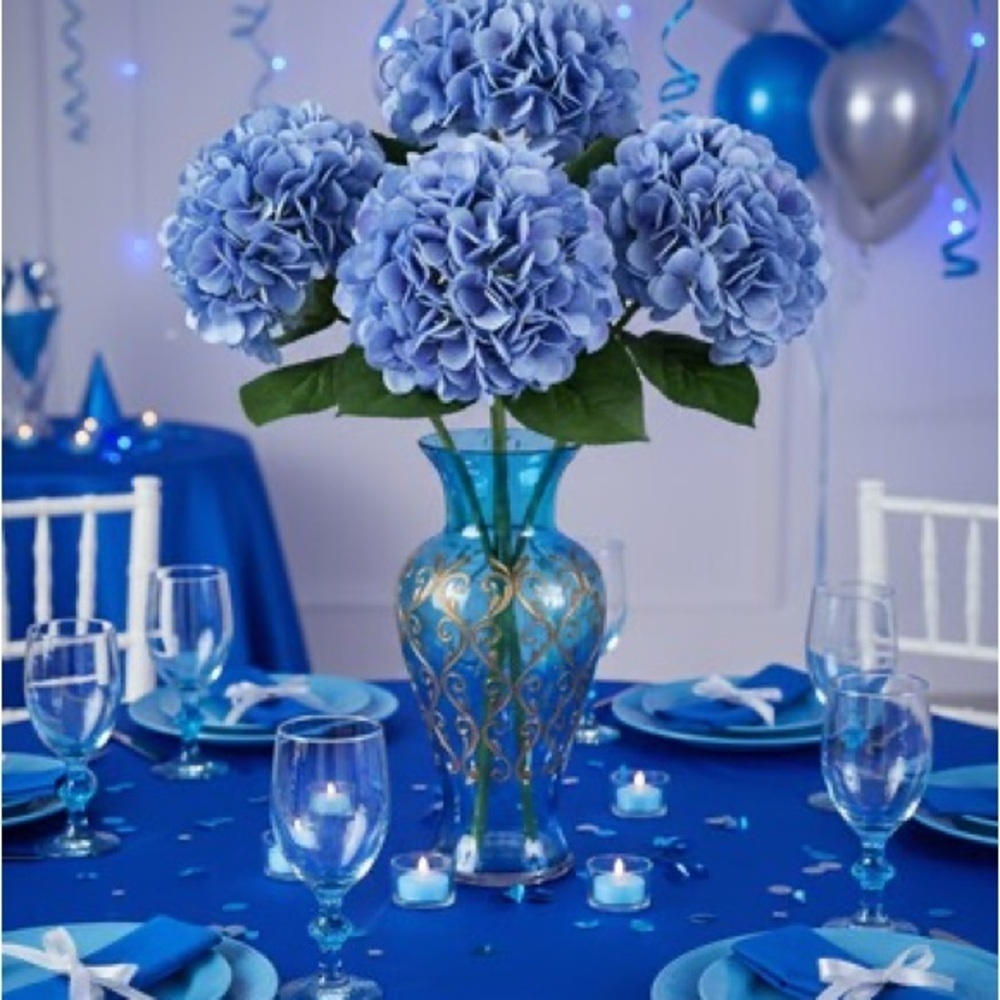 Elegant Blue 18" Hydrangea Stem - 3 PACK - Picture 3 of 9